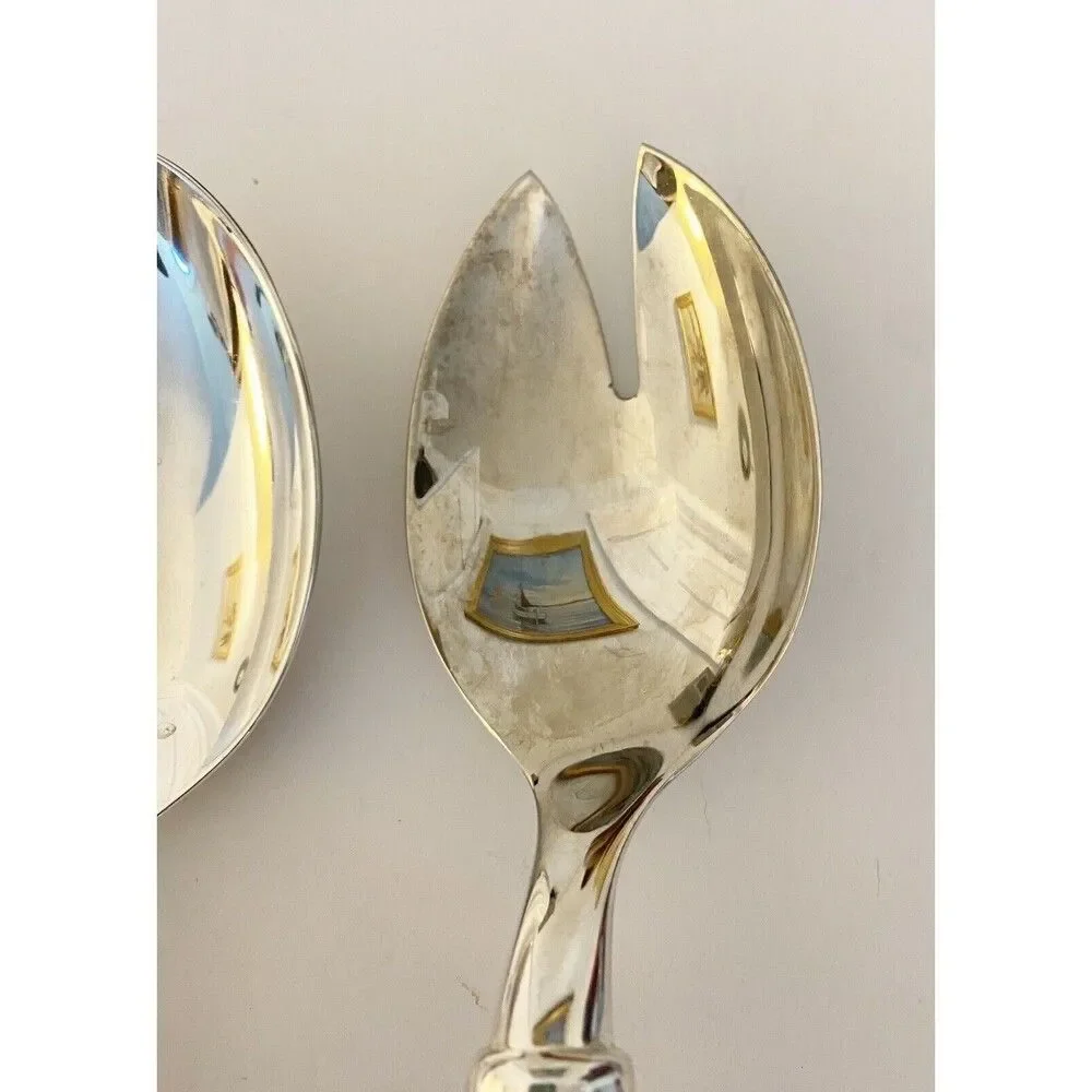 Vintage Silver Plate with Crystal Handles Serving Set Salad Servers